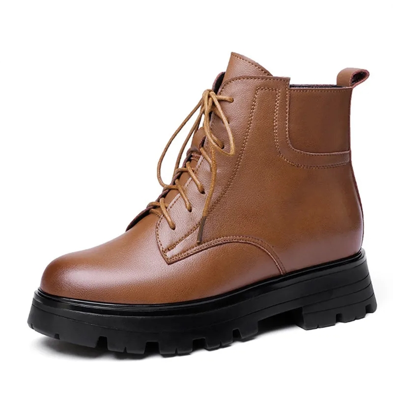 Women Winter Boots Genuine Leather 2024 New Large Size Natural Wool Women Ankle Boots Fashion Keep Warm Marton Boots Ladies