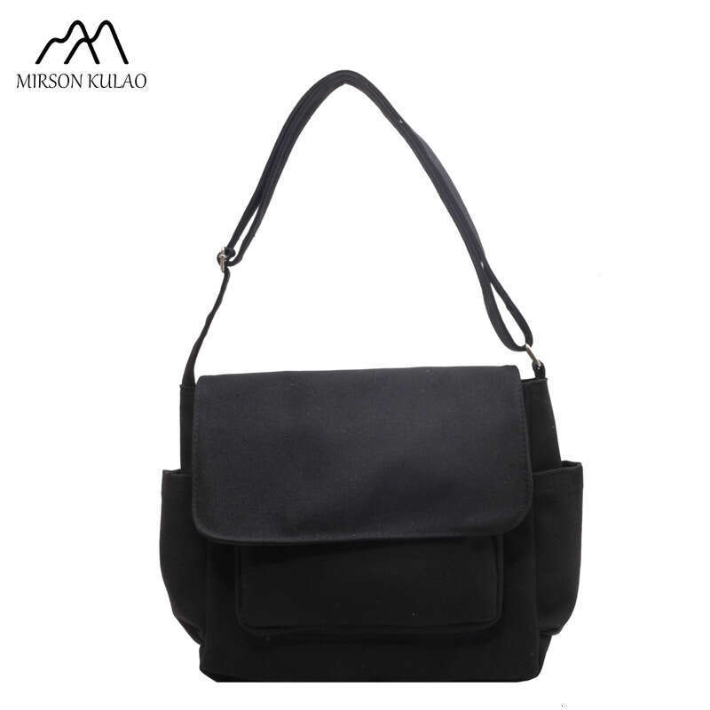 Ins Korean Style Simple Solid Color Japanese Crossbody Single Shoulder Canvas Male And Female Students Campus Messenger Bag