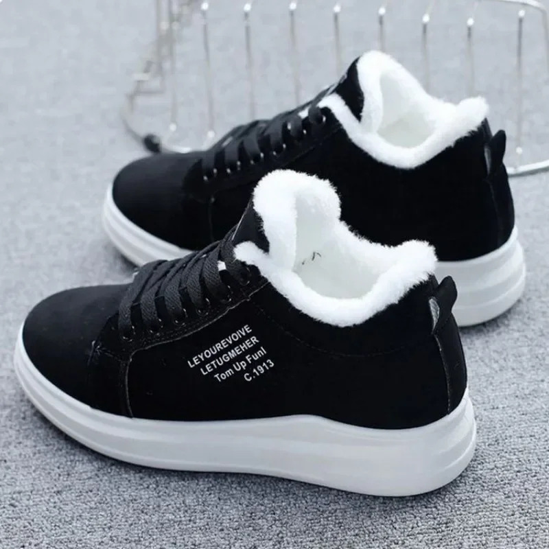 2025 Winter Women Ankle Boots Woman Warm Plush Vulcanized Casual Walking Sneakers Female Flats Lace-up Ladies Snow Shoes