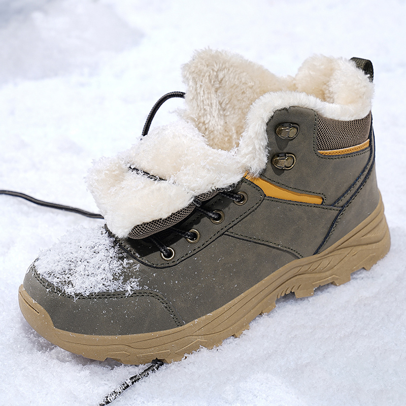 2025 New Men's Snow Waterproof Sports Shoes Warm Plush Designer Women's Outdoor Non Slip Lace Mountaineering Work Shoes Winter Ankle Boots