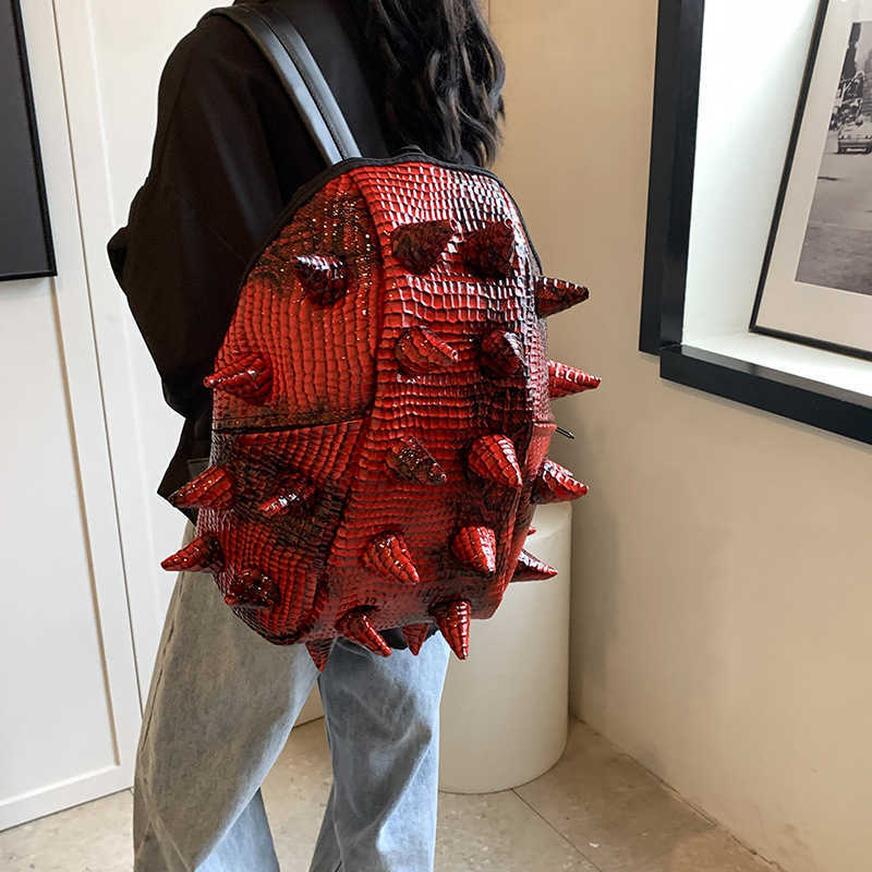 Trendy, fashionable cool PU three-dimensional hedgehog backpack with quirky personality and creative trendy brand sea cucumber riding backpack 241115