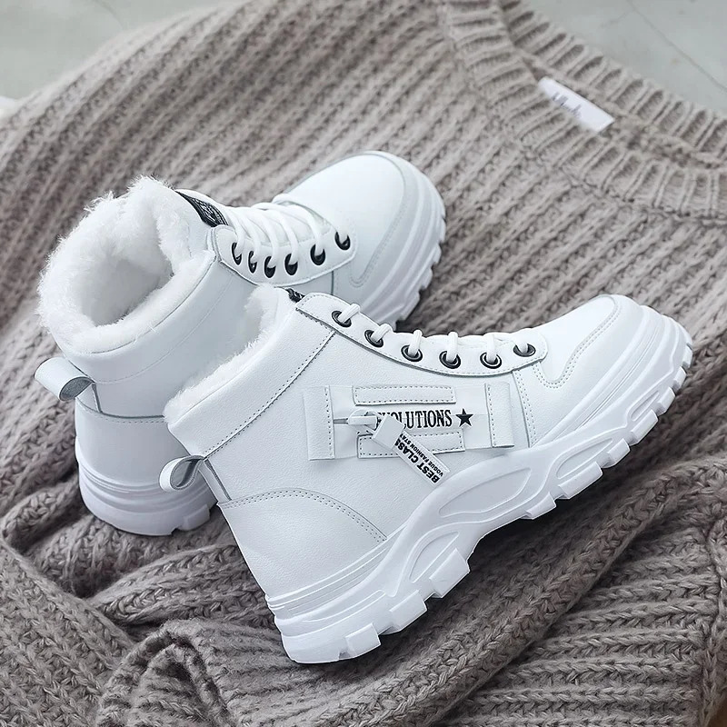 Couple Style Designer Women's Sports Shoes Casual High Top Women's 2025 Winter Plush Warm Thick Lace Up Men's Sports Shoes Size 45