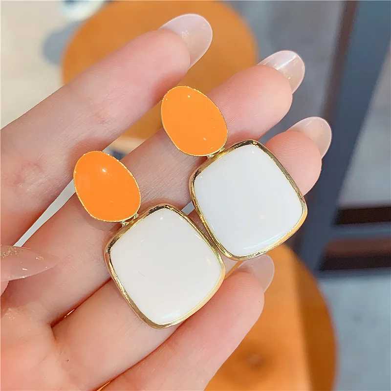 Personality Exaggeration Guitar Stud Earrings Wen White/Green/Purple Patchwork Comparison Earrings Square Round Party Jewelry X241106