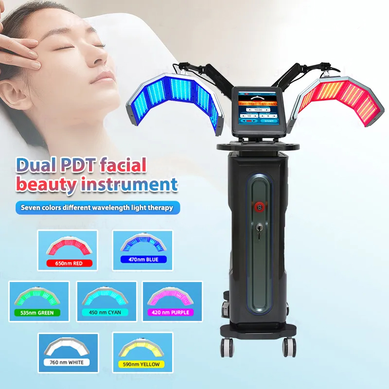 7 Wavelength Dual PDT Photodynamic Therapy Skin Whitening Wrinkle Acne Treatment Face Oil Control Phototherapy Anti-Aging Collagen Boosting Machine