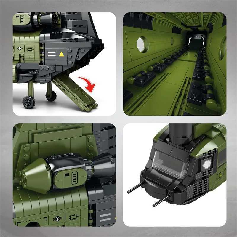 Free shipping 1622PCS CH-47 Chinook Transport Plane Building Blocks Military Armed Helicopter Fighter Model Bricks Kids Toys Christmas Gifts