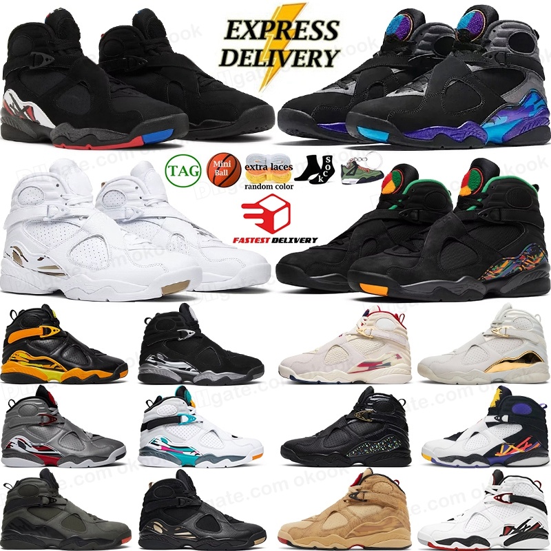 8s 8 Mens Basketball Shoes Playoff Aqua Chrome South Beach Black Cool Grey Take Flight Trophy Black Samurai Raid Gunsmoke Men Sneakers Sports Trainer