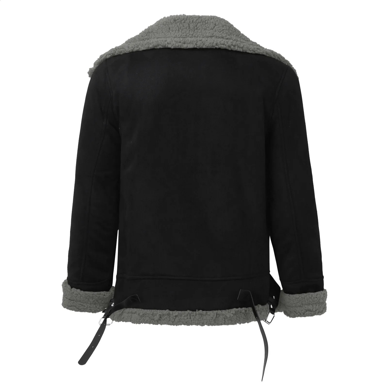 Retro Thick Coat Sheepskin Jacket Mens 2024 Fashion Simple Winter Coat Collar Long Sleeve Inlaid Leather Jacket 241106