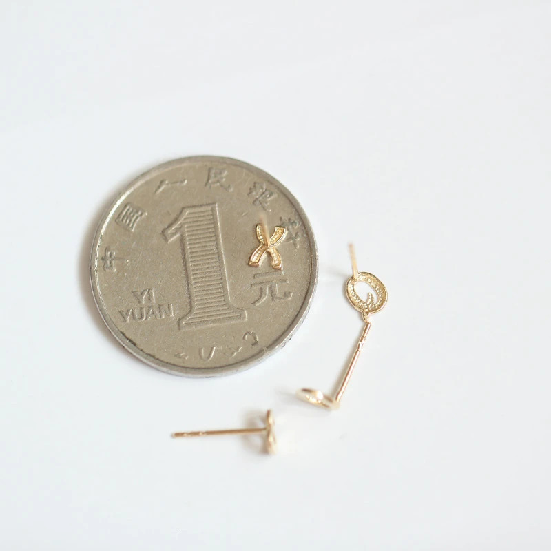 GOLD Tutu 14K Womens Gold Stud Earrings Ins Fashion Letter Solid Gold kj290 241106