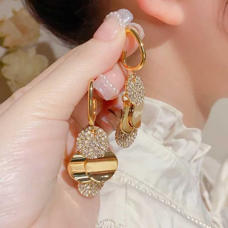 High quality Geely stainless steel circular pendant earrings used for jewelry gold crystal zircon ring earrings jewelry X241106