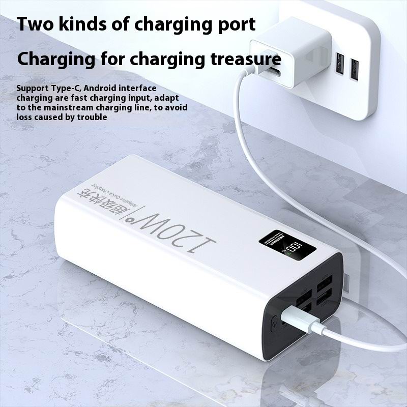 120W super fast charging 100000 mAh power bank with 100% sufficient capacity for mobile power supply for various mobile phones