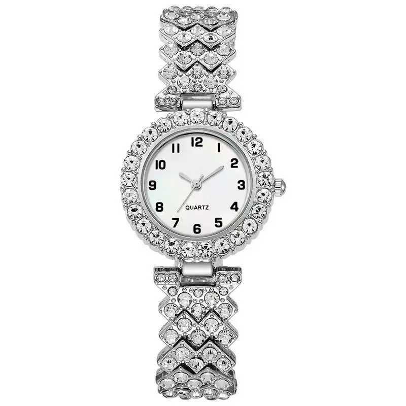 2024 2-piece luxury fashion watch set silver strap womens quartz watch alloy bracelet womens jewelry set watch gift X241106