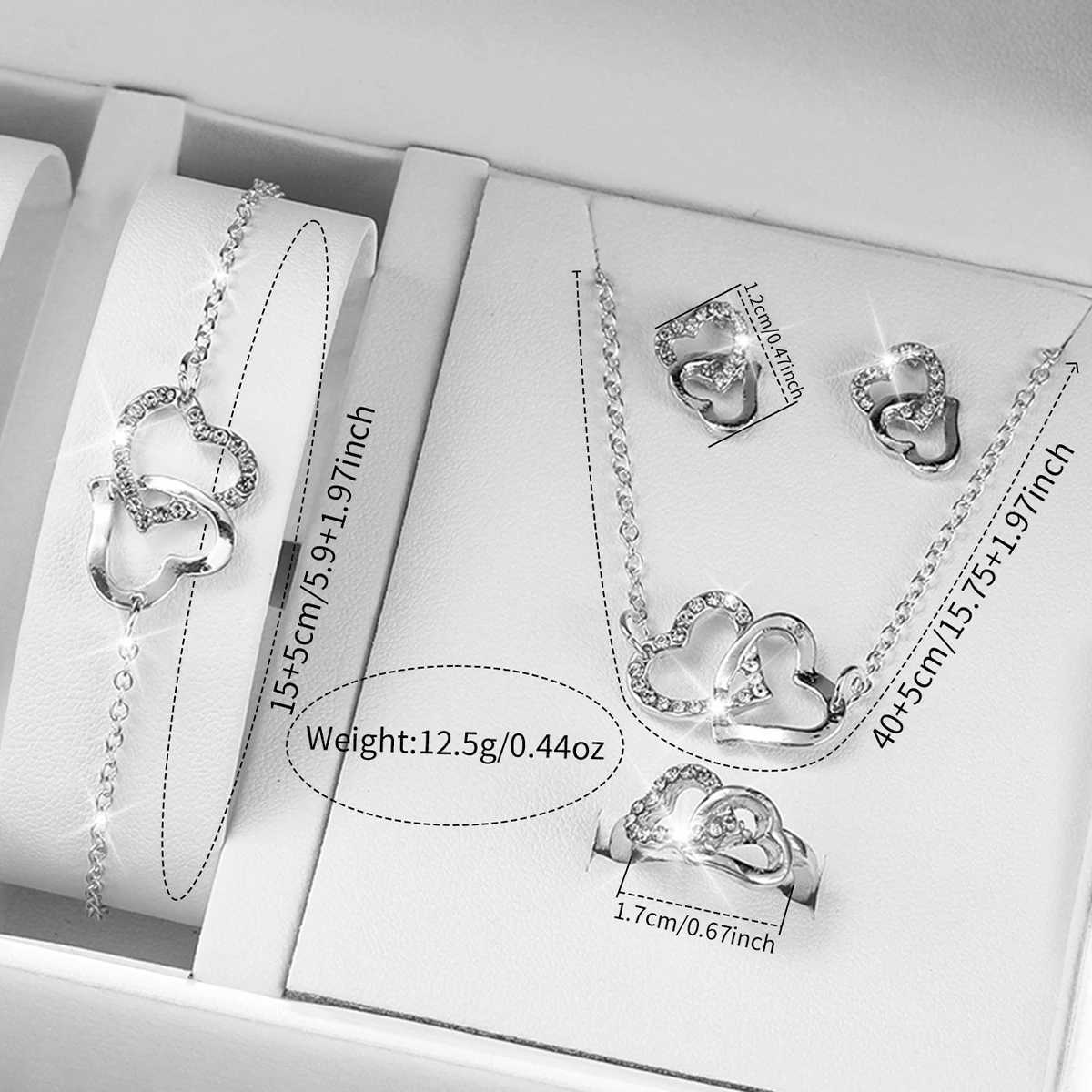 6-piece/set fashion dial thermometer plastic strap quartz watch rhinestone jewelry set (frameless) X241106