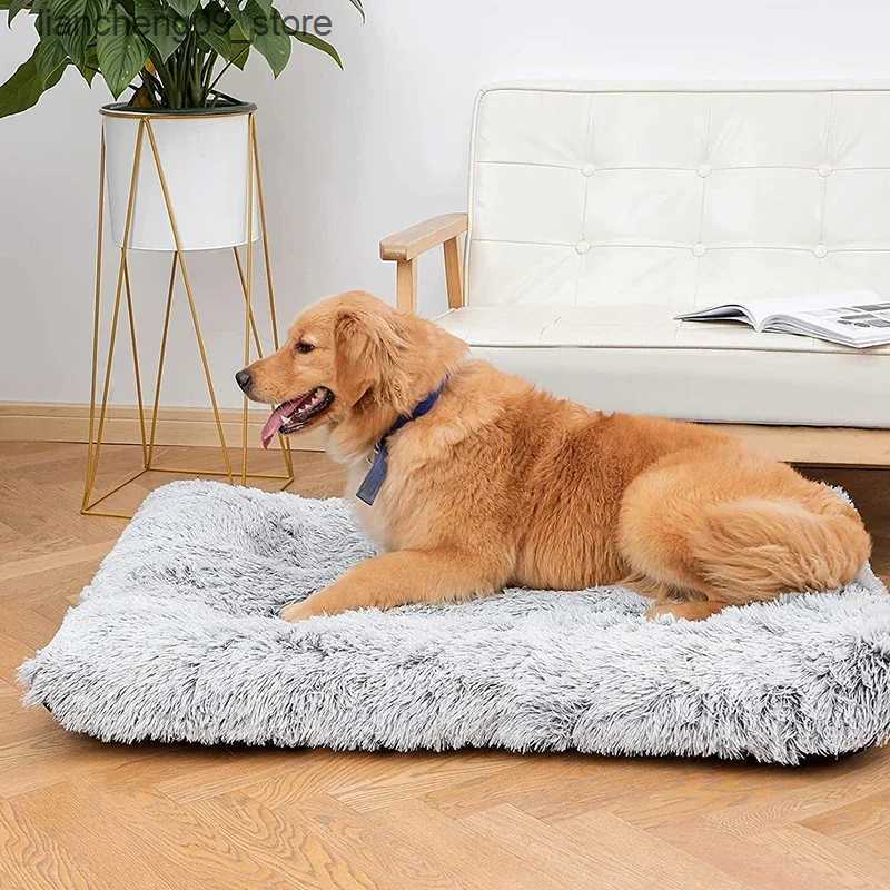 kennels pens Pet dog pad plush dog mattress ultra soft clamping bed suitable for large dog beds and detachable furniture suitable for cleaning small d