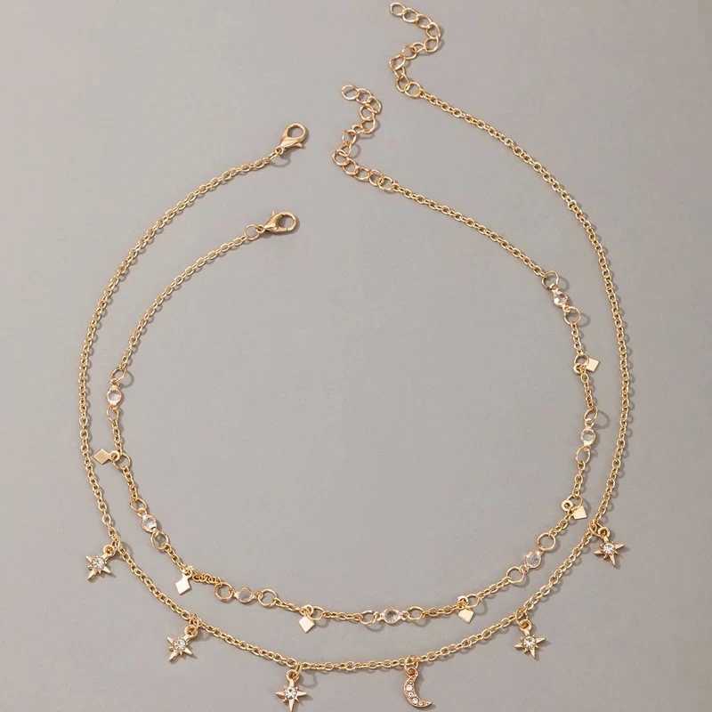 Tocona 2-piece/set Bohen Starry Moon tassel Kravik chain necklace used for charm Mti layer adjustable jewelry 4779 X241106