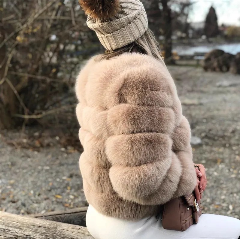2024 Women Faux Fur Coat Autumn Winter High Quality Fluffy Short Coat Faux Fox Fur Jacket Ladies furry Fashion Tops