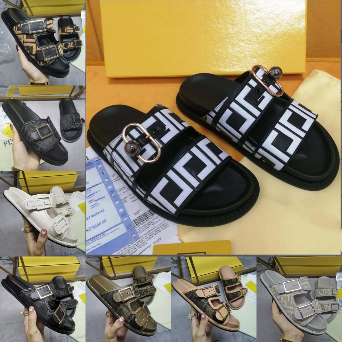 2024 Men Women Designer Slippers Luxury Slides Brand Sandals Lady Black White Pink Colorful Canvas Letter Anatomic Leather Summer Flat Flip Flops Scuffs Slider 35-45