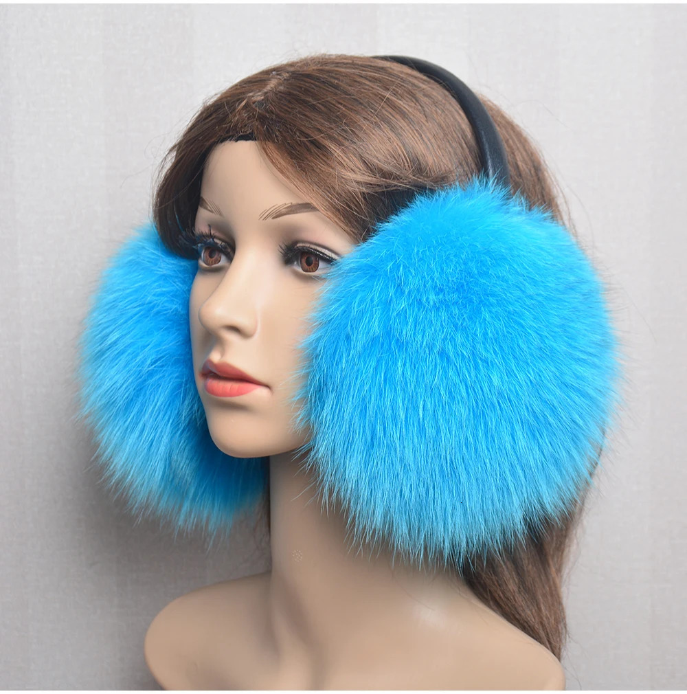 Winter womens warm real fox fur earmuffs for girls oversized womens plush earmuffs womens fox fur earmuffs 241106