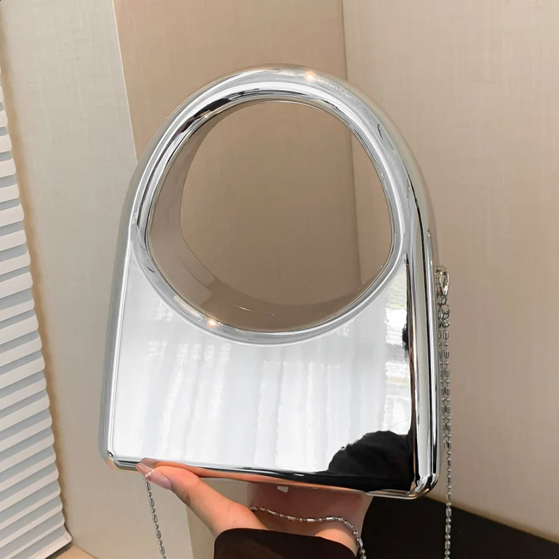 Summer selling Gold Plated Acrylic Handbag Fashionable Simple Smooth Single Shoulder Ten Font Womens Bag 241105