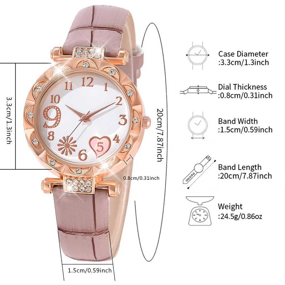 6-piece/set Warm Watch Element Quartz Watch Sparkling Rhinestone Simulated Watch Jewelry Set X241106