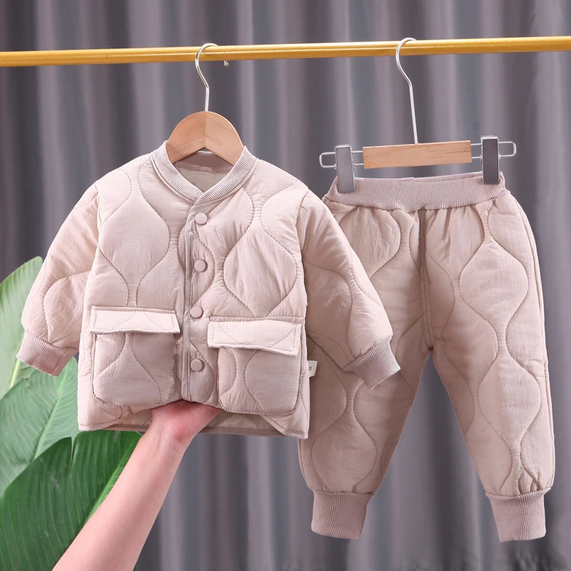 Winter Autumn Baby Boys Clothes Full Sleeve Parkas Pants 2pcsSet Cotton Warm Ski Suit Children Clothing Toddler Tracksuits 241106