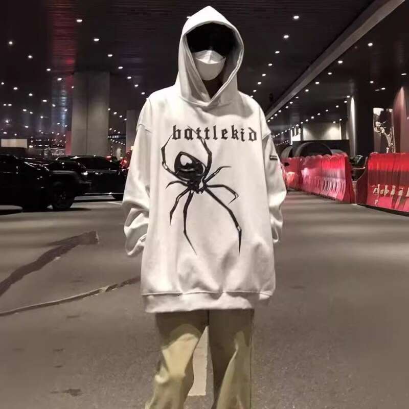 shanshi spider hoodie Trendy high hip-hop spider print hooded sweatshirt for men autumn and winter street loose hoodie jacket hoodie