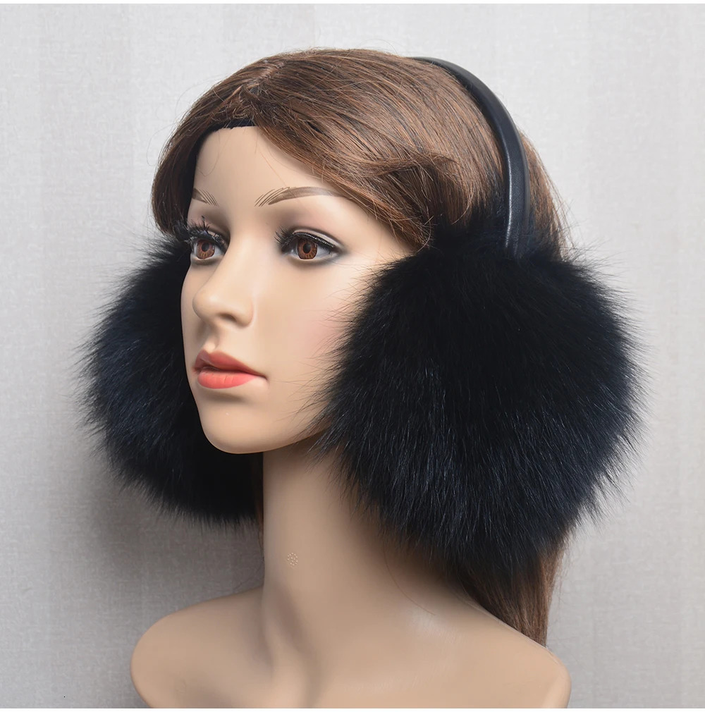 Winter womens warm real fox fur earmuffs for girls oversized womens plush earmuffs womens fox fur earmuffs 241106
