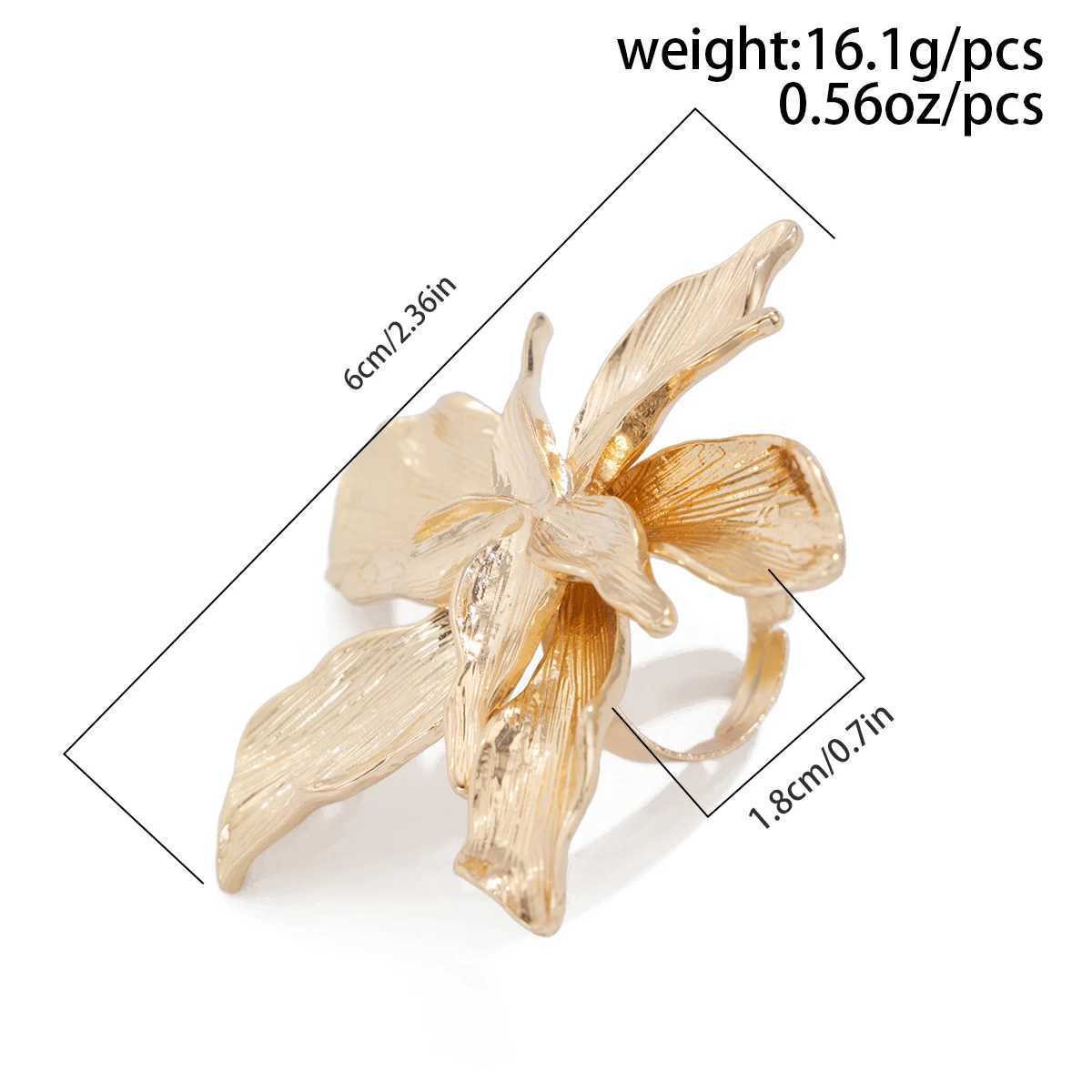 Ingemark Unique Exaggerated Large Petal Flower Rings for Wen Vintage Geely Adjustable Rings Grunge Jewelry Steampunk X241106