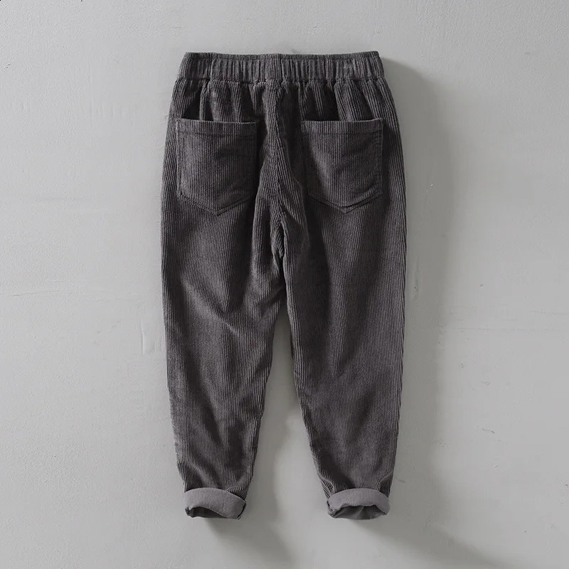 Autumn Winter Vintage Corduroy Straight Leg Pants 100% Cotton Men Embroidered Young Baggy Suede Trousers BL8235 241104