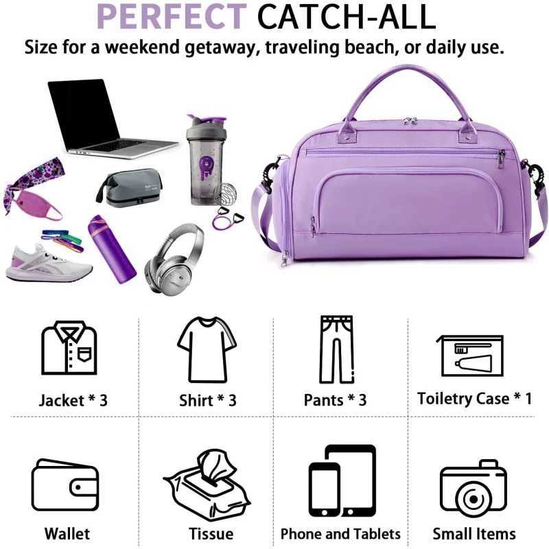 Gym Bag Duff Bag Weekend Bag Overnight Hospital Bag with Shoes Compartment and Wet Pocket Travel Bag Holdall for Men WomenXJ241106