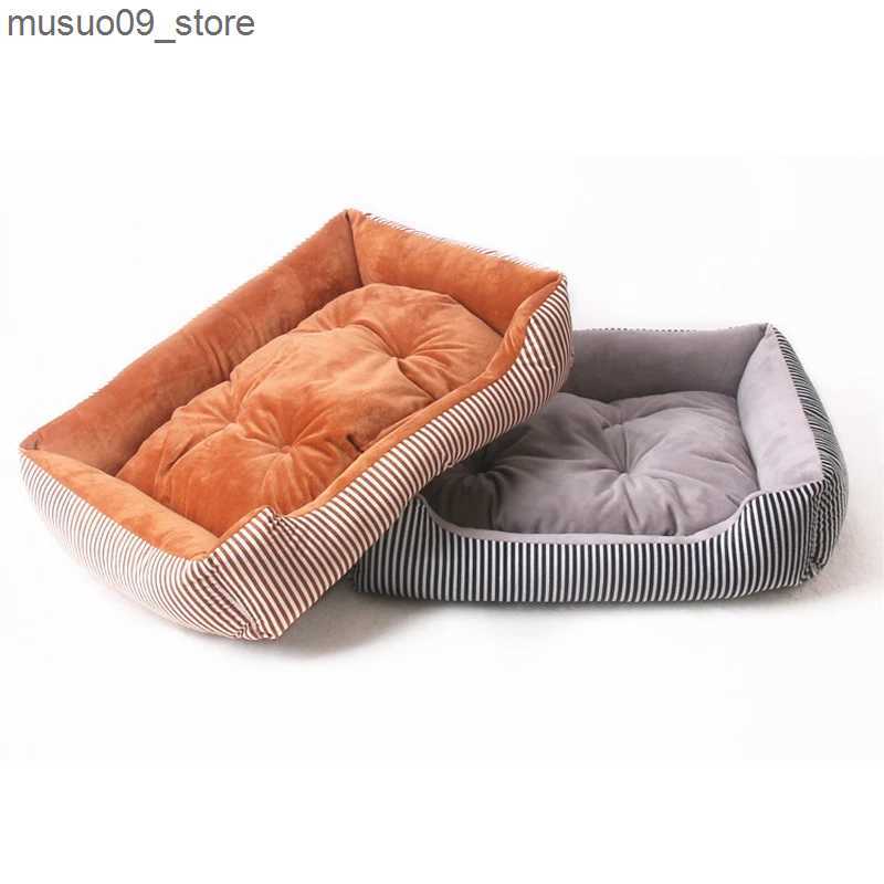 kennels pens 2020 Winter Pet Sofa Warm Dog Bed Big Dog Carpet Cat House Dog Mat Dog House Striped Pet Cat Mat Sleeping Nest L240910