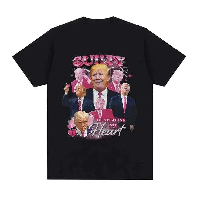 shanshi mens designer t shirt Interesting Donald Trump steals my heart guilty men's high-quality soft casual short sleeved T-shirt