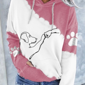 Designer's new women's autumn and winter fashion loose 3D digital printed hooded sweater fashion hoodie trend long sleeved oversized T-shirt