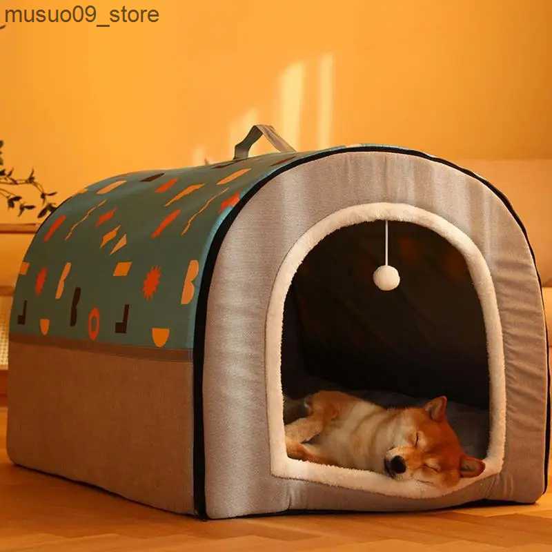 kennels pens Detachable dog bed washable dog bed anti slip dog house comfortable pet nest with detachable mat semi enclosed geometric structure L24091