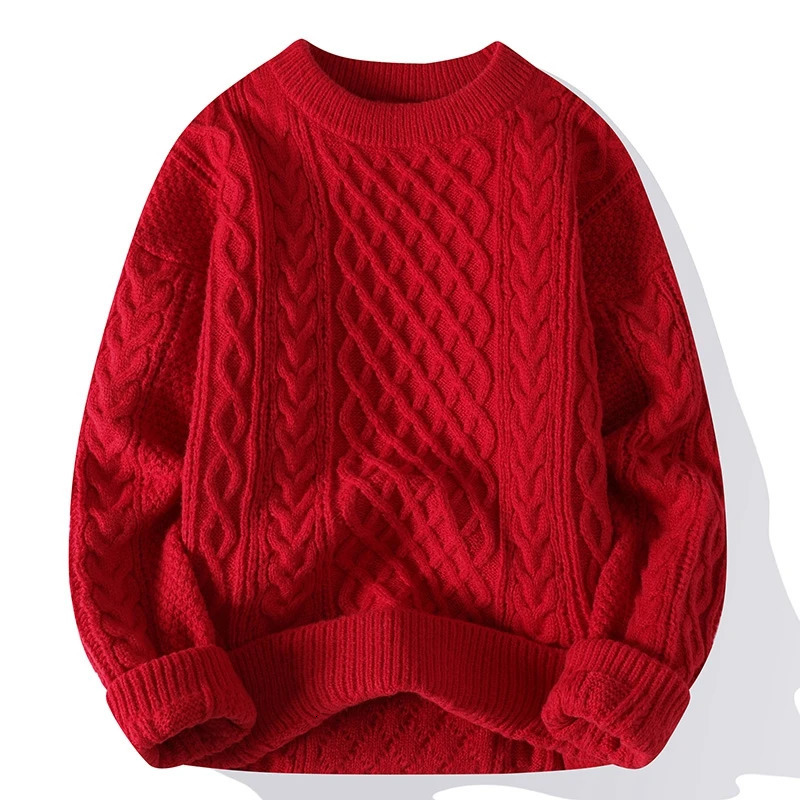 Autumn Winter Men Sweater Vintage O Neck Solid Color Mens Knitted Pullovers Loose Harajuku Mens Retro Knitting Pullover Sweaters 241106