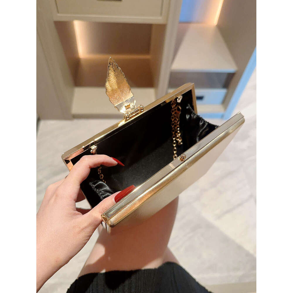Designer Bag European And American Fashionable Dinner Bag Metal Leaf Buckle Clutch Bag Square Box Bag Crossbody Chain Bag Evening Bag Dress Bag 3bf