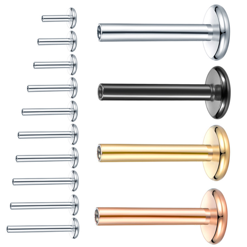 10Pcs G23 Titanium Stud Earring Lip Labret Piercing Post 14G 16G 18G Internally Threaded Daith Tragus Dimple Rings Helix Accessories