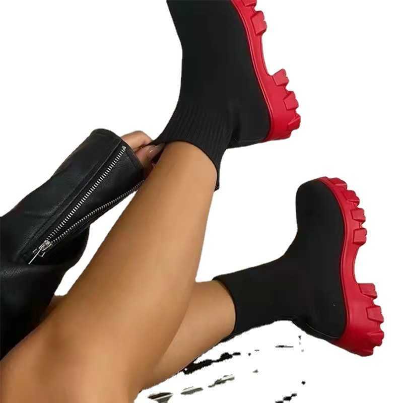 CMM Flyknit Sports Short Boots Womens Boots Large One Step Sock Boots Autumn Winter New Collection