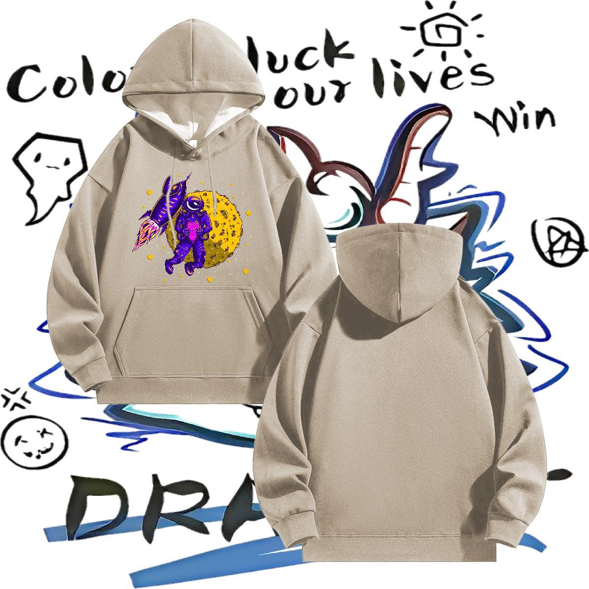 Fashion Casual Men's Hooded Sweatshirt Anime Printing Street Comfortable Mens Hoodie Breathable Hooded Collar Black Oversized Wear Thick Plush