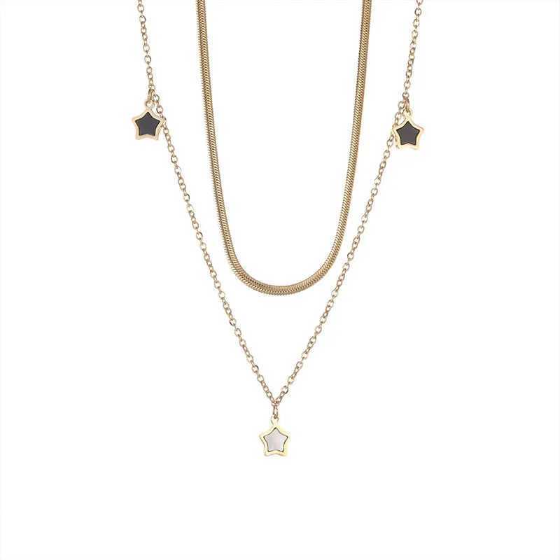 316L stainless steel Mtilayer chain star charm necklace used as a gift for girls parties in fashion jewelry sets X241106
