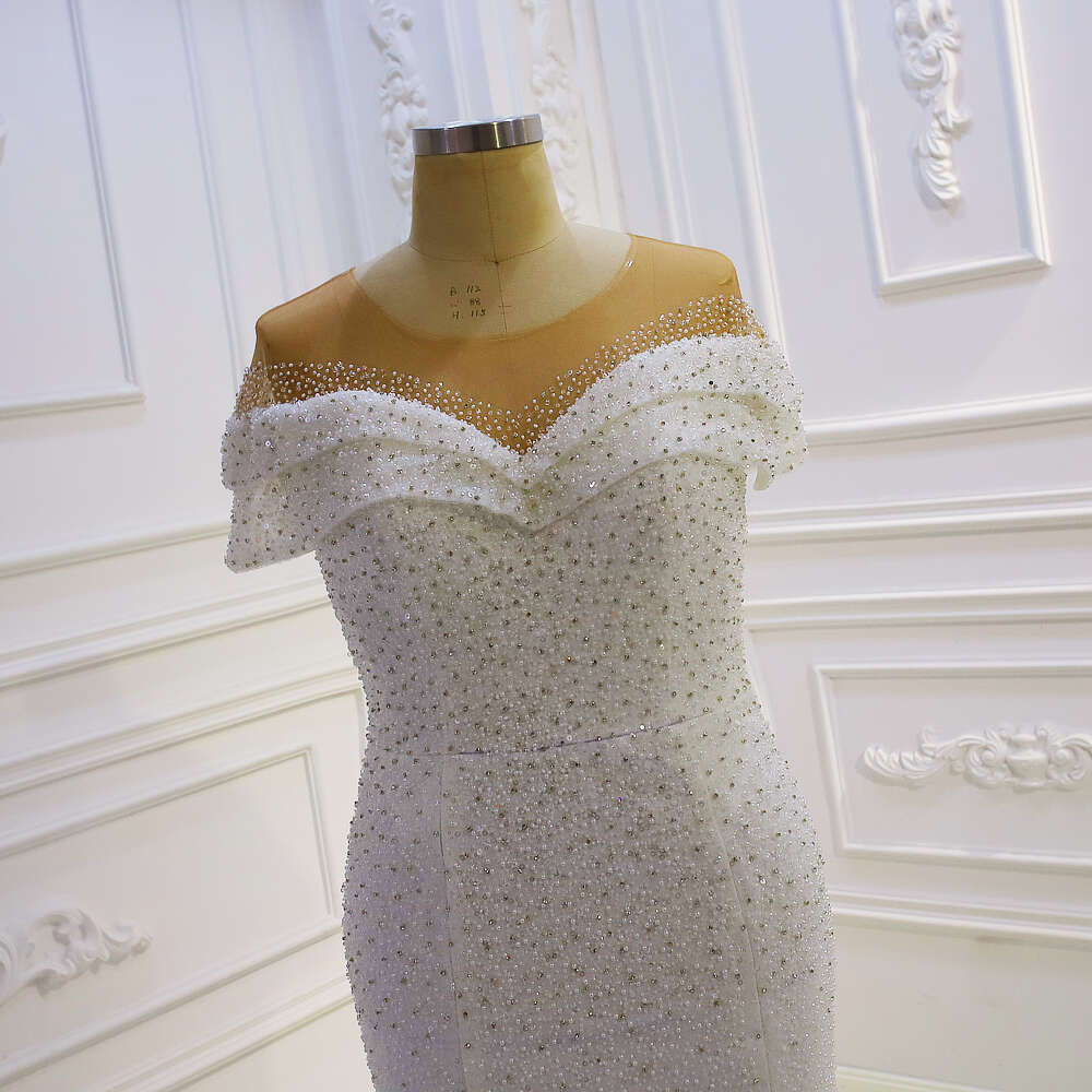 Off The Shoulder Full Pearls 2 In 1 Mermaid Wedding Dress
