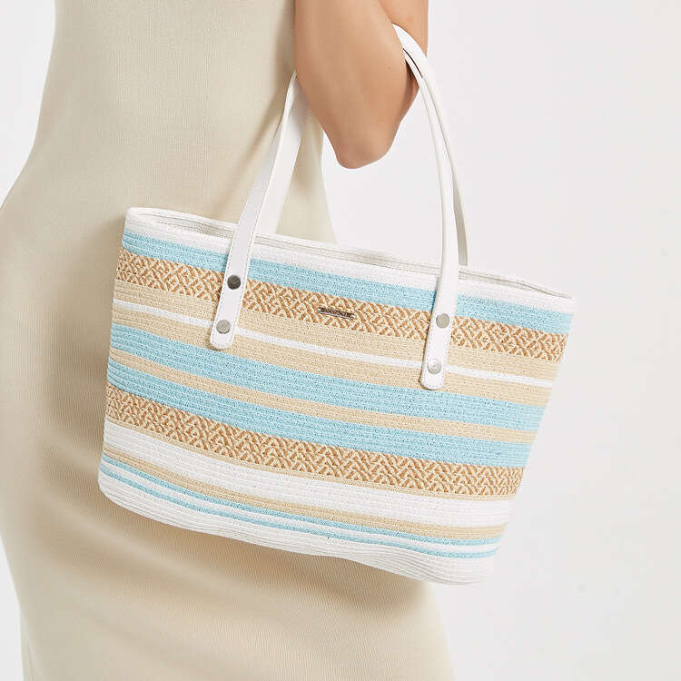OLOEY Women's Summer Beach Hat Versatile Backpack Handbag Outdoor Travel Holiday Stripe Casual Bag