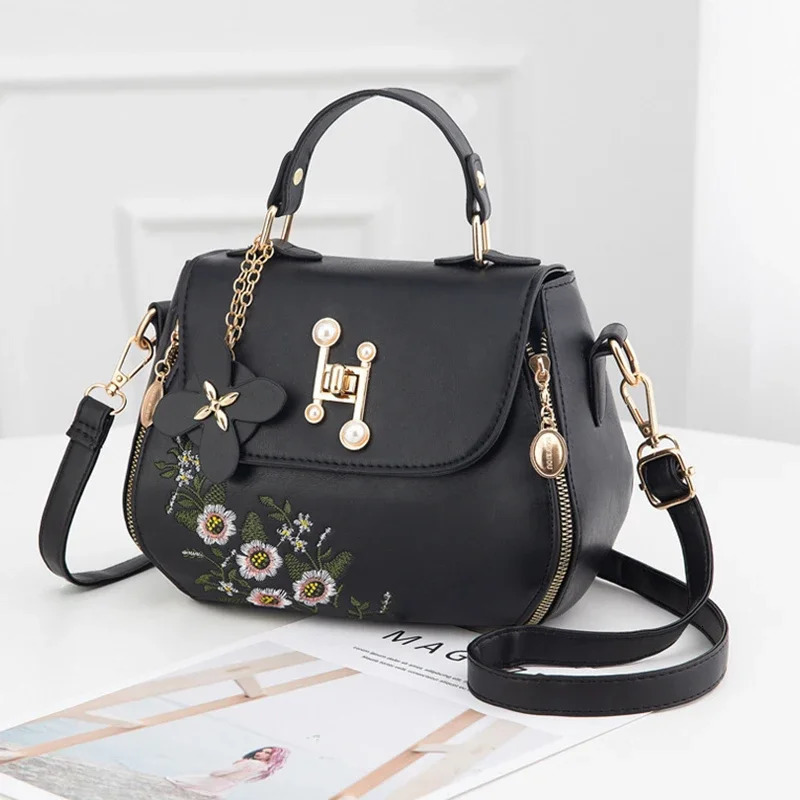 Embroidered handbag selling womens bag internet famous fashion cross body bag Versatile bag PU leather shoulder bag241106bj