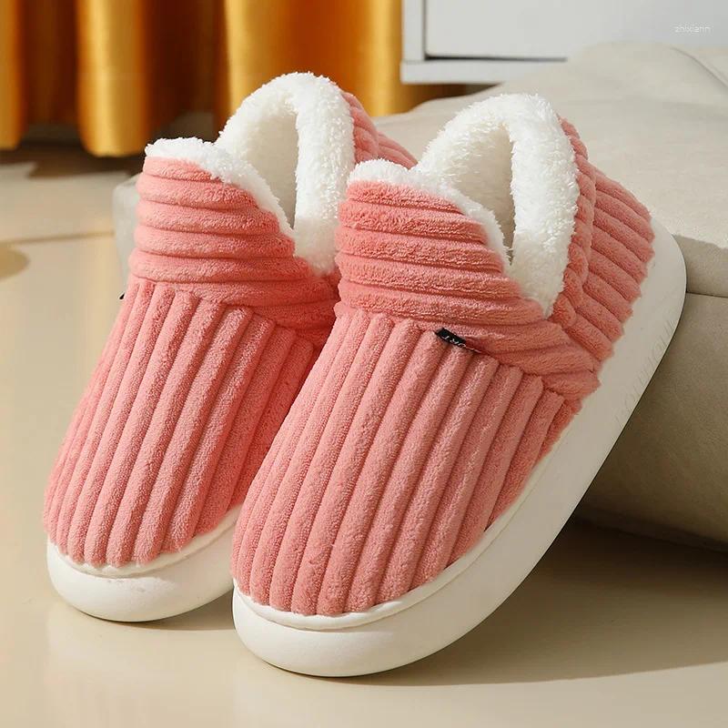 2025 NEW Slippers Winter Couple Style Concise Solid Color Wrap Heels Plush Non-slip Warm Flip ps Women Men Home Casual Cotton Shoe zhanyishengli