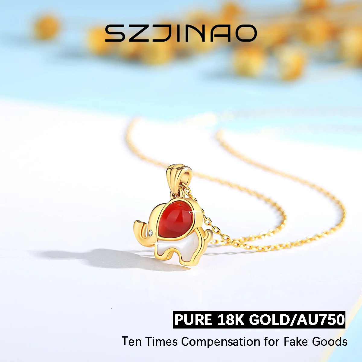 Niche Natural Red Agate Pendant 18K Real Gold Elephant Necklace Womens Anniversary Gift Exquisite Jewelry 241106