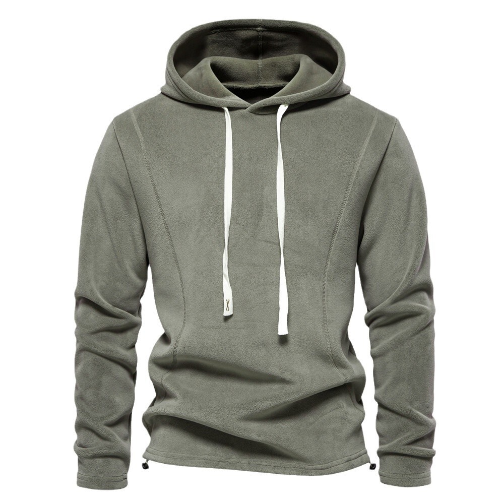 New designer winter style long sleeved hooded fashion versatile men's wool warm sportswear trend hoodie