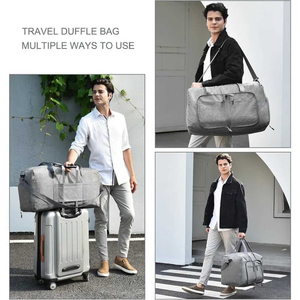 Duffel Bags Foldab Duff Bag with Shoes Compartment Overnight Bags Waterproof Tear Resistant Clothes Organizer Storage BagXJ241106