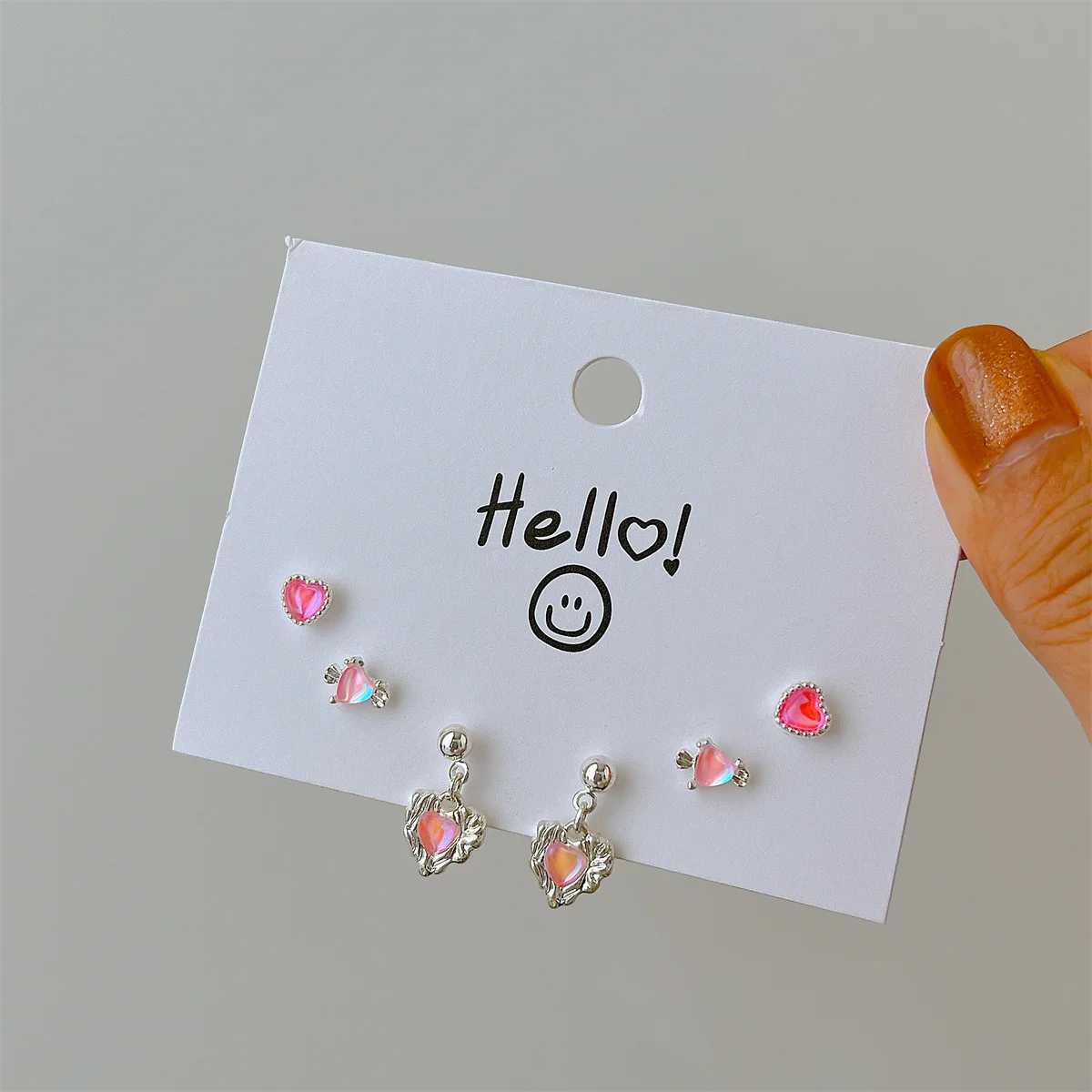 17KM INS Y2K Female Stud Earrings Korean Bow Pendant Earring Set Sweet Crystal Pendant Earrings Fashion Jewelry X241106