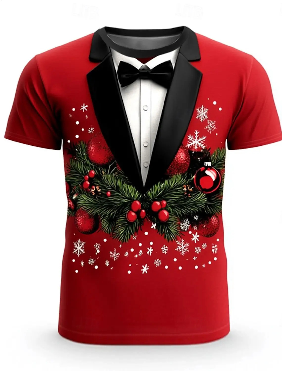 Christmas Tree Snowflake Fashion Casual tops Mens 3D Print T shirt Tee Party Street Red Suit Short Sleeve Crew Neck Shirt 241029