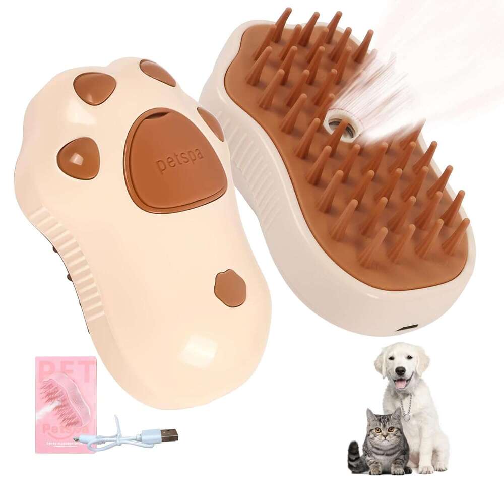 steam brush for cats, 3 In 1 Steamy New Upgrades Silicone Self-Cleaning Spray Shedding, Steam Brush, Pet Hair Cleaning Brush For Cat Dog