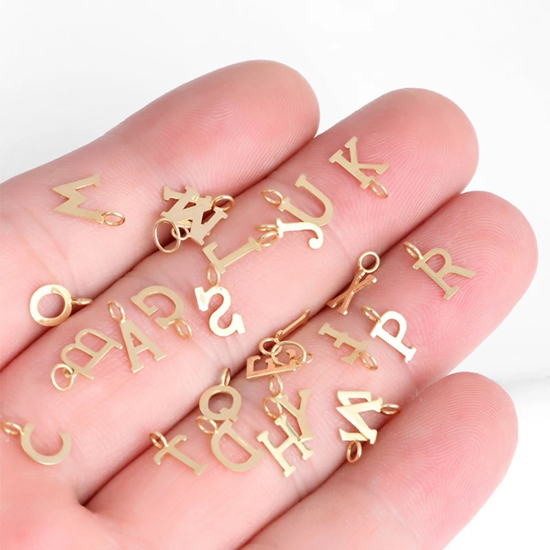Real 18K gold letter pendant solid AU750 26 letter DIY bracelet necklace accessory suitable for womens exquisite jewelry 241106